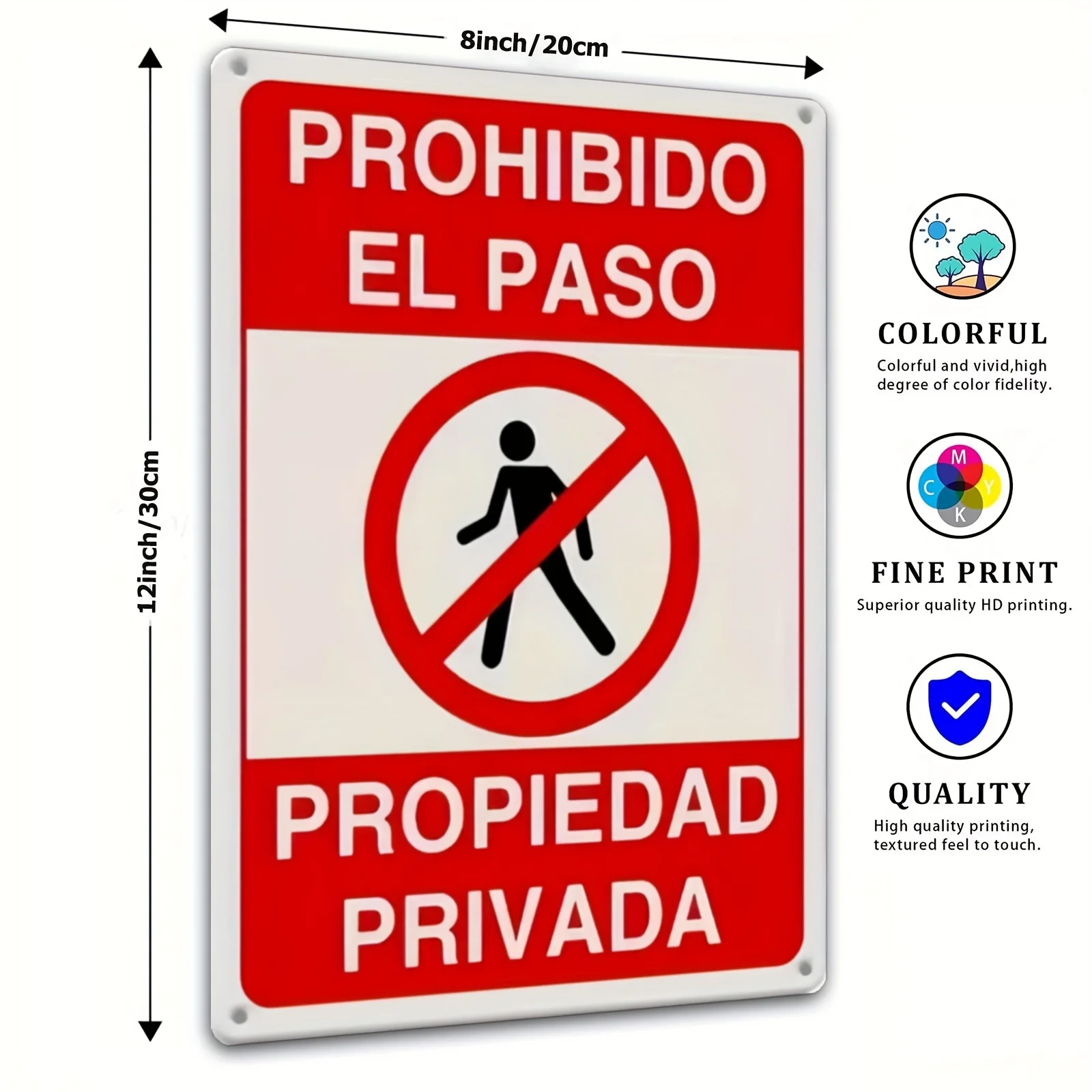 2D Flat,El Paso Private Property Vintag Decorative Plaque with Red & White Border Traditional Style Property Protection Signage