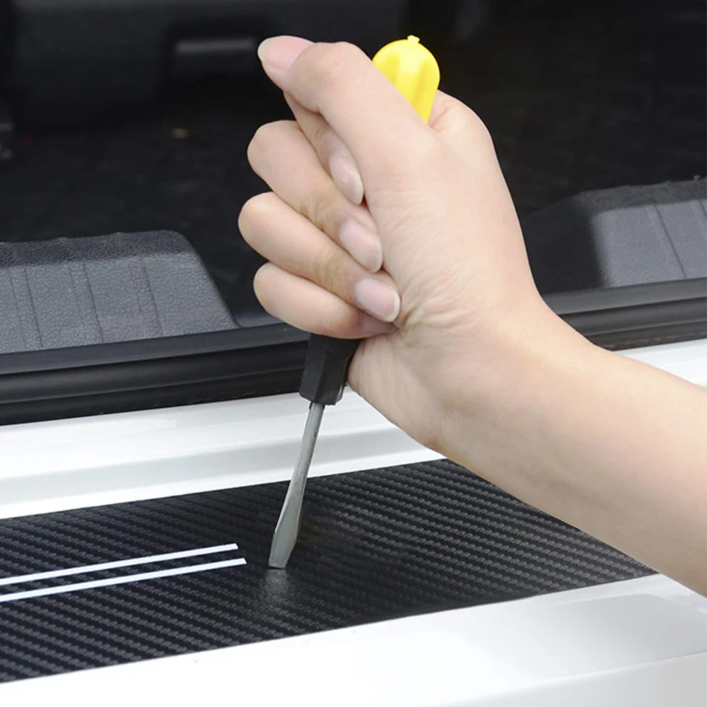 1/4PCS For Audi A1 B6 S Q5 S3 Q2 B7 A3 B5 TT 8P B8 B9 S5 A4 Carbon Fiber Car Door Sill Trunk Door Protector Sticker Center Cover - view 5
