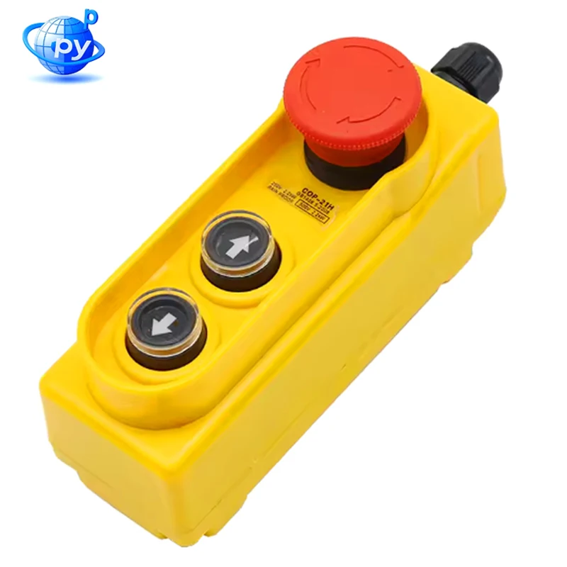 

Водонепроницаемый блок управления кнопкой подъема COP-21H с безопасным кнопочным переключателем аварийной остановки для электрического подъемного крана 2,2 кВт 250 В