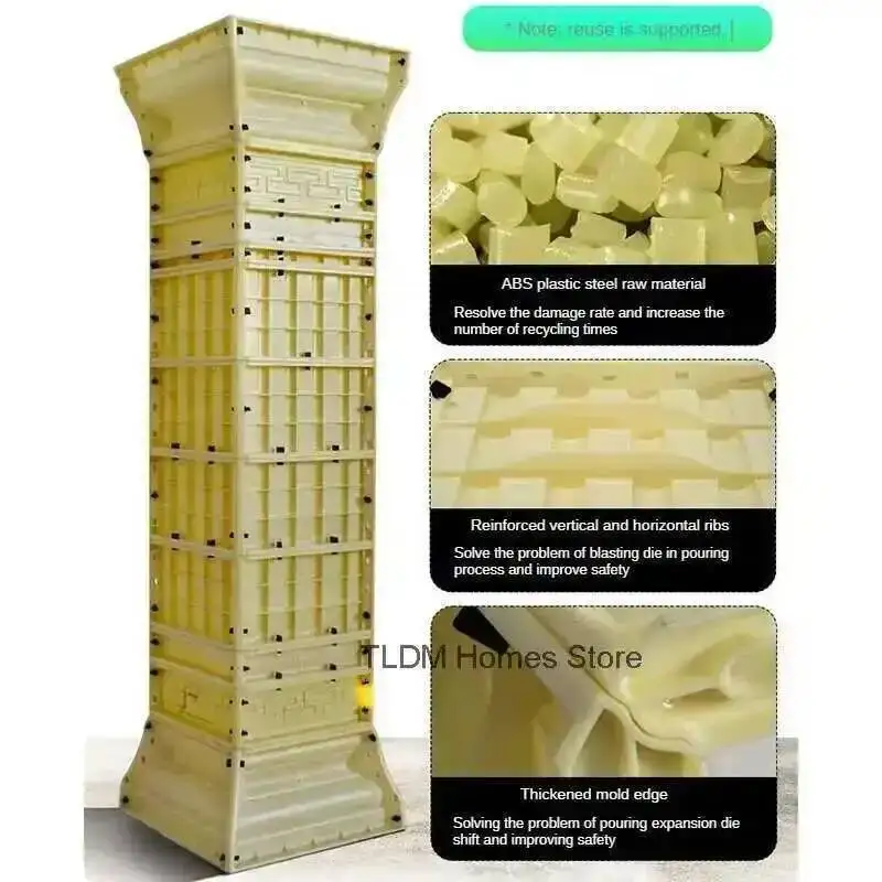 Thickened Roman Column Mold for Villa Gate Square Cement Column Mold Light Luxury Square Decorative Building Roman Column Mold