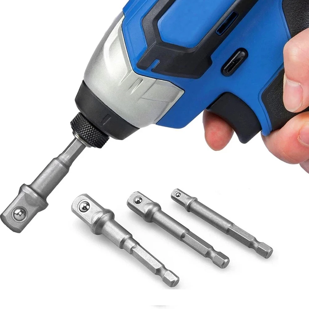 Adaptador de broca adaptador de soquete hex haste prata 1/4in 1/2 3/8 1/4 cromo vanádio aço broca ferramentas manuais alta qualidade
