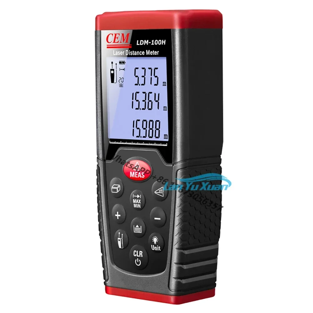 CEM LDM-100H Наружный дальномер Лазерная рулетка с ЖК-подсветкой Расстояние, площадь и объем 330 футов 100 м