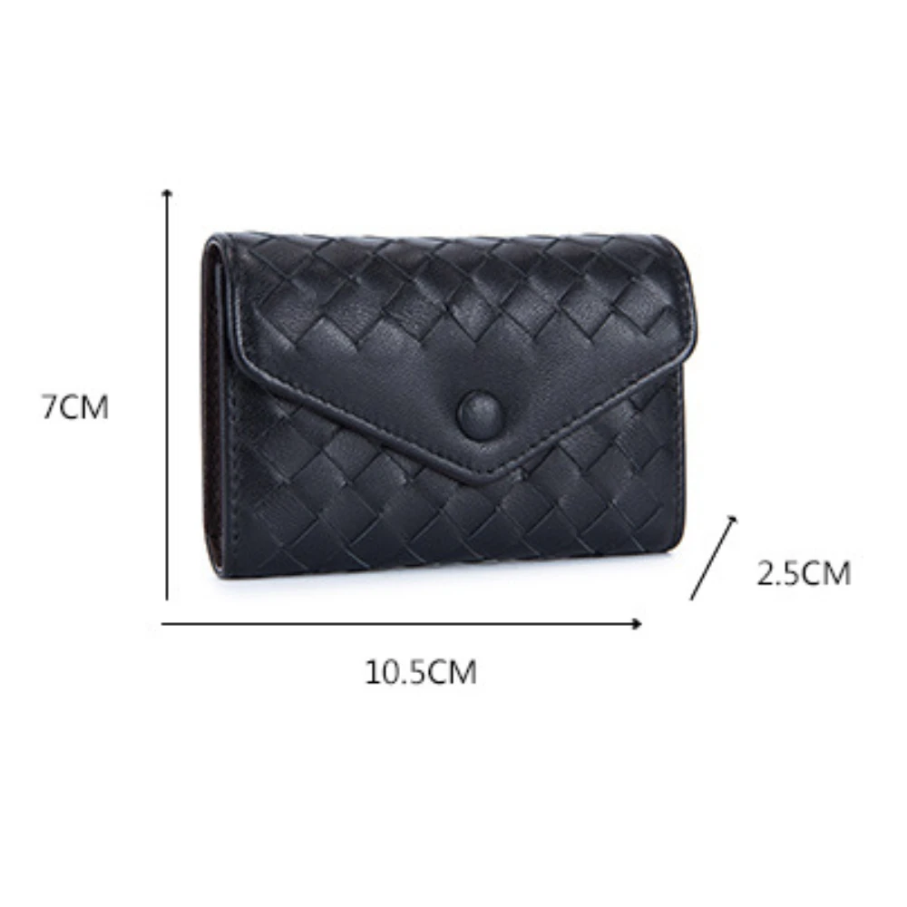 Genuine Leather Envelope Card bag Coin Wallet Sheepskin Woven Card Bag Coin Purse