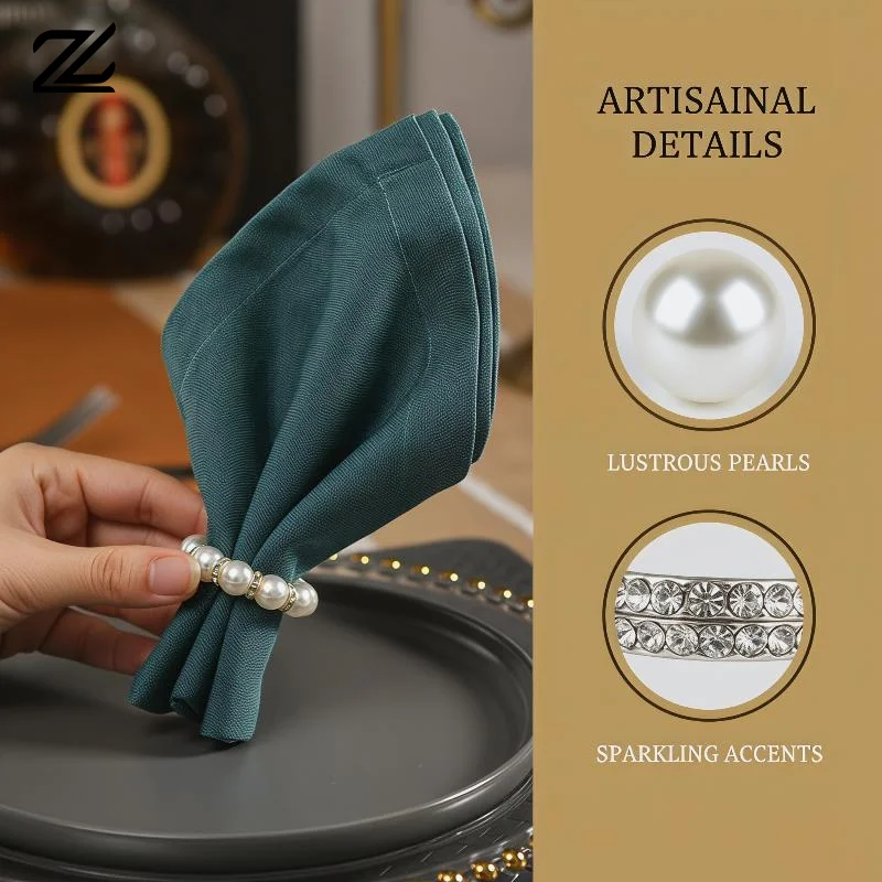 Elegant Beaded Napkin Rings Gold Holders for Weddings and Banquets
