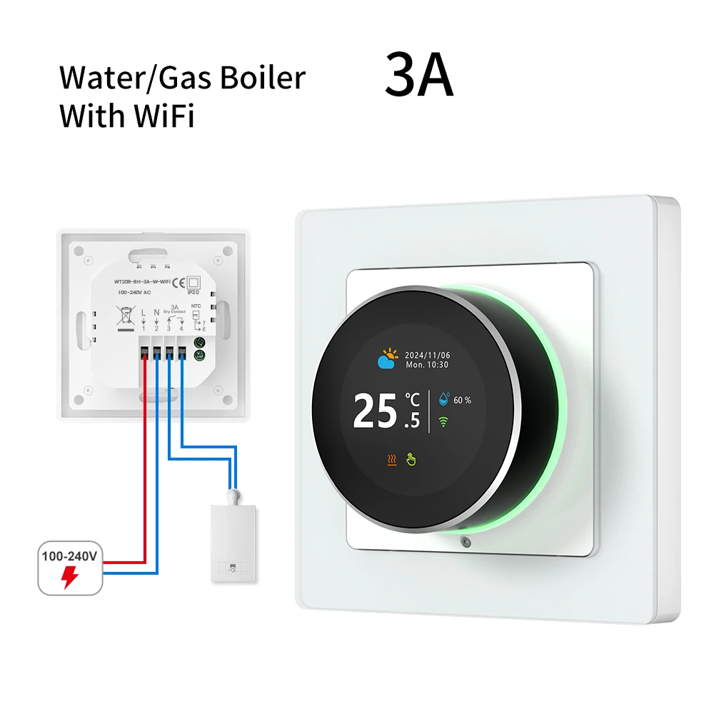 AVATTO – Thermostat intelligent WiFi, contrôleur de température pour chaudière à eau et à gaz, chauf