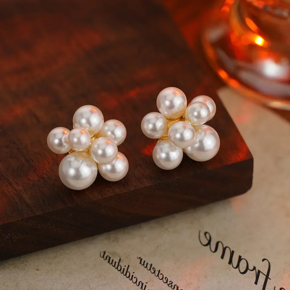 المتقدمة ثلاثي الأبعاد اللؤلؤ الأبيض الطبقات الأذن كليب الفرنسية الرجعية الأقراط، بسيطة المرأة التنقل مجوهرات اكسسوارات #5