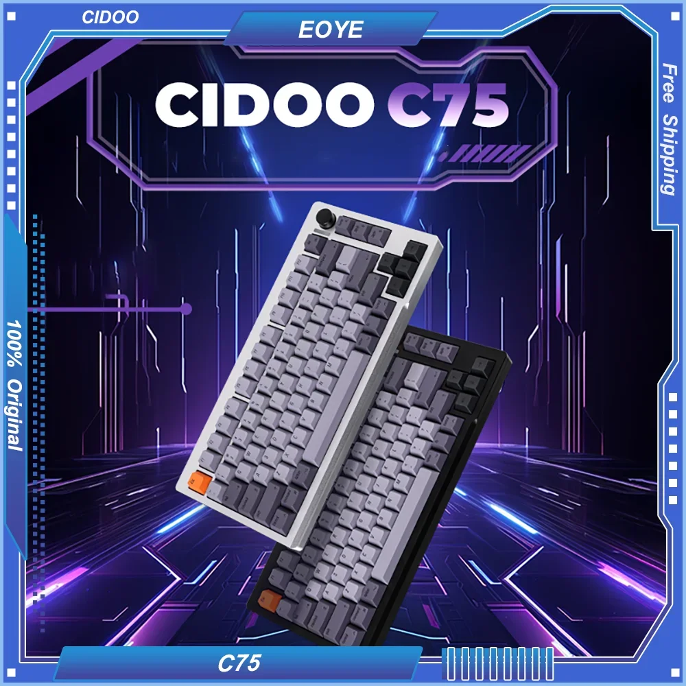 

CIDOO C75 Magnetic Shaft Keyboard Gaming CNC Aluminum Wired RT DKS 0.1-4mm Keystroke Gasket Hot Swap 8Khz RGB with Knob FPS Game