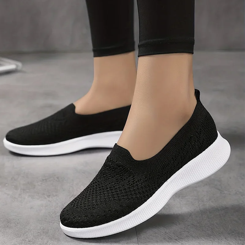 2024 Women Brand Flat Shoes Lightweight Slip On Soft Daily Casual Sneakers Breathable Soft Stretch Sport Shoes Free Shipping