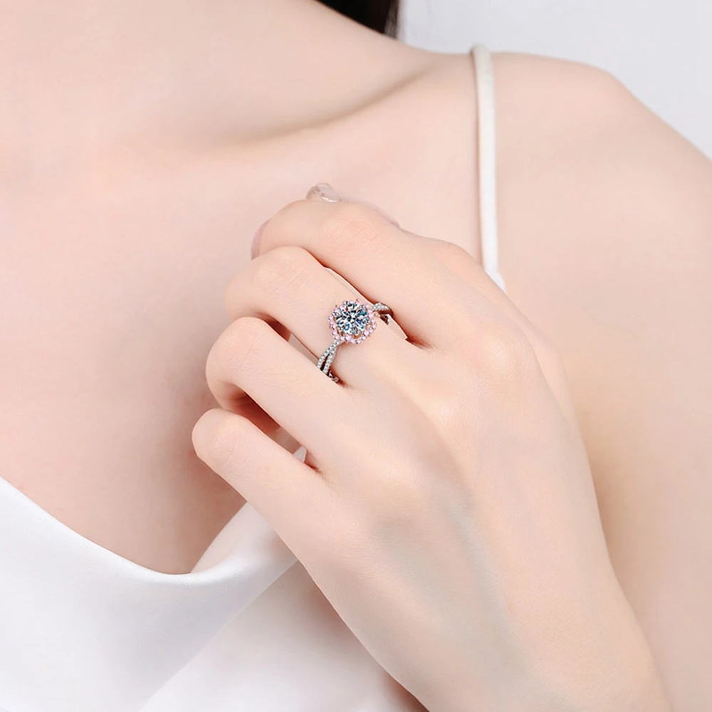 Pubang jemný šperků 100% 925 mincovní stříbro 18K růže zlato moissanite diamant prsten pro ženy angažmá večírek dar volný doprava