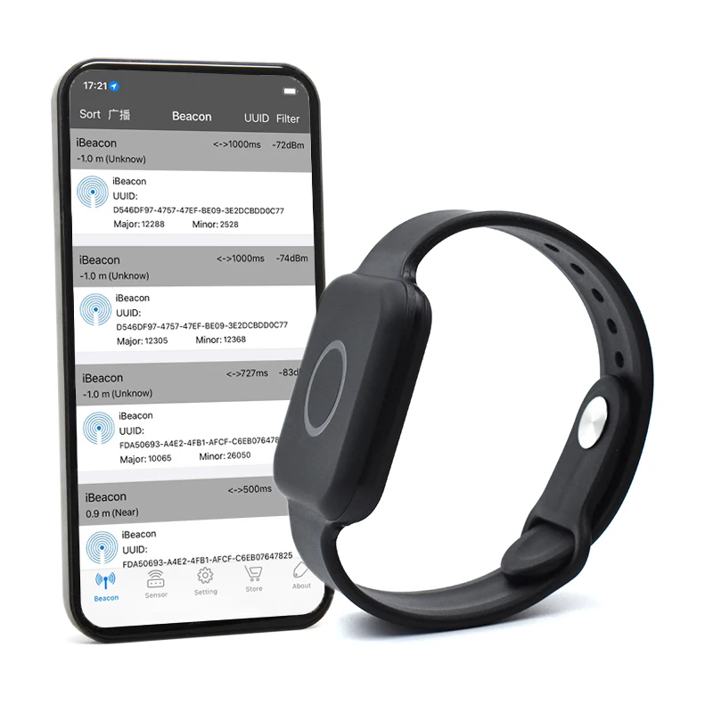 FeasyBeacon Wearable BLE iBeacon Wristband Eddystone Bracelet Indoor Positioning Tracking Waterproof Bluetooth Low Energy Beacon