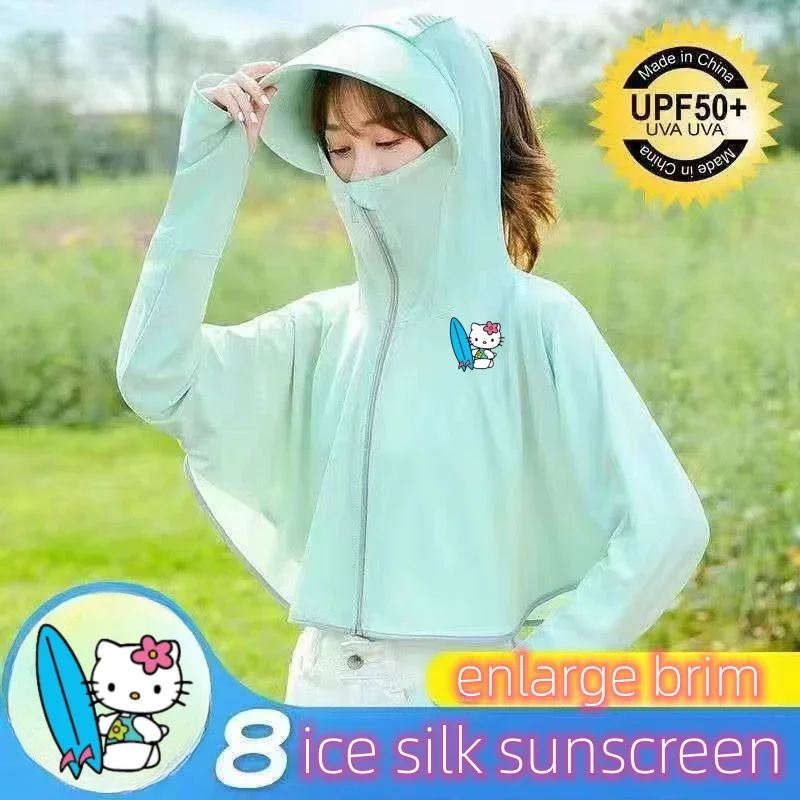 Miniso Hellokitty Sun-Proof Clothings Female Streetwears Short Light Weight Design Summer Quick Dry Skin Kawaii Lovely Big Coats