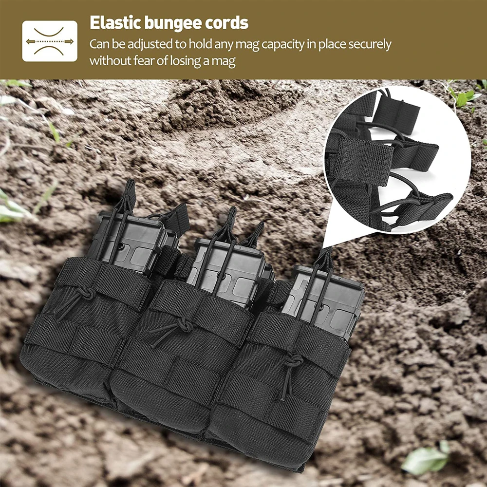 Molle Pouch Triple Magazine Pouch Double-Layer Mag Pouches Universal Cartridge Holder for M4 M14 M16 AK AR