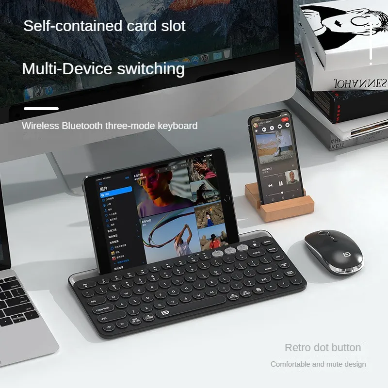 Dual-Mode Wireless Bluetooth Keyboard with Convenient Card Slot Connection - The Ultimate Tech Accessory for Seamless Typing Ex