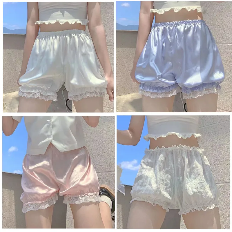 Lolita Shorts Loli Bloomers Women Lace Kawaii Cosplay Summer Bottoming Pumpkin Shorts Girl