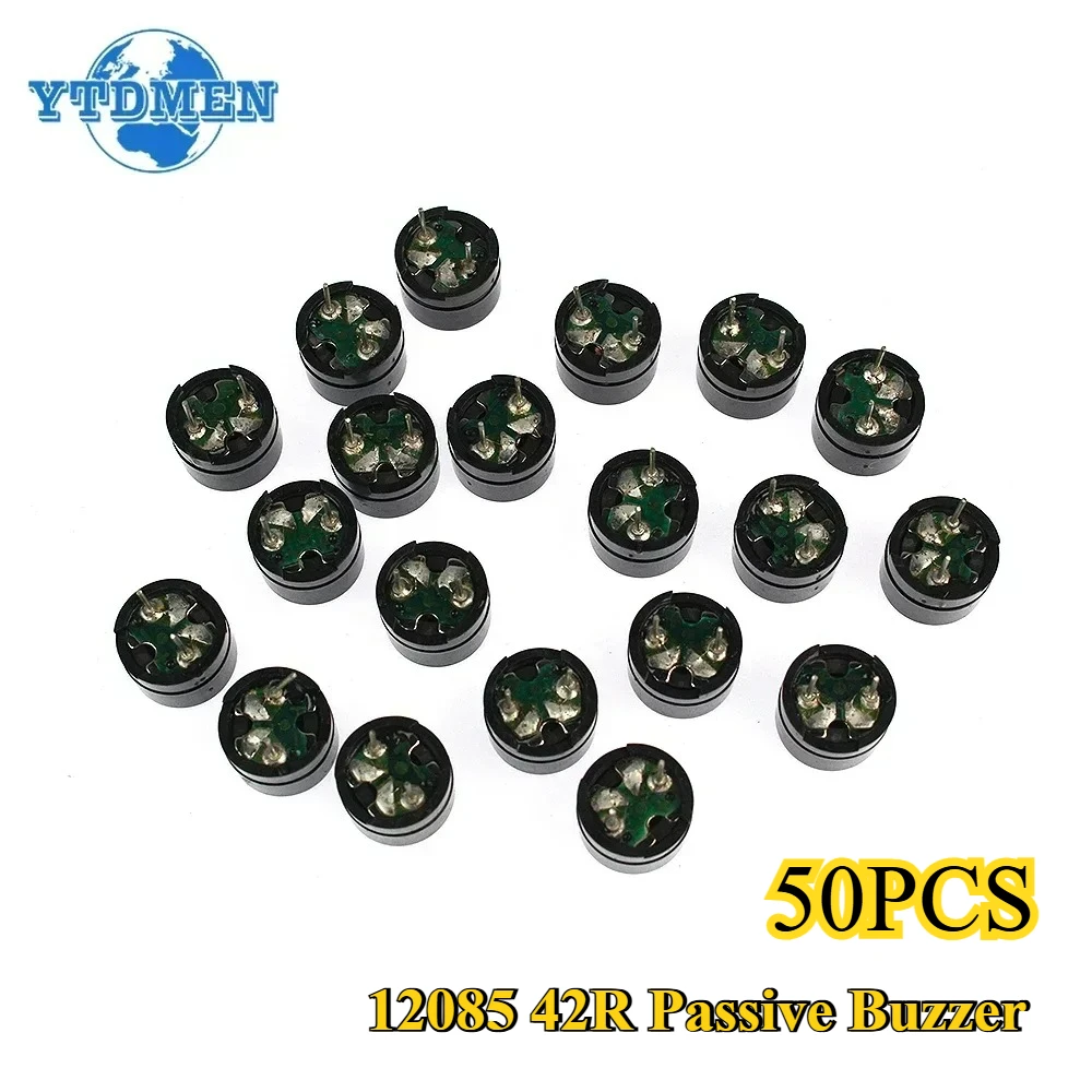 50pcs 42R Passive Buzzer 12085 12MM*8.5MM Resistance 3V 5V 9V 12V in Common Use Mini Piezo Buzzers Kit, for Arduino