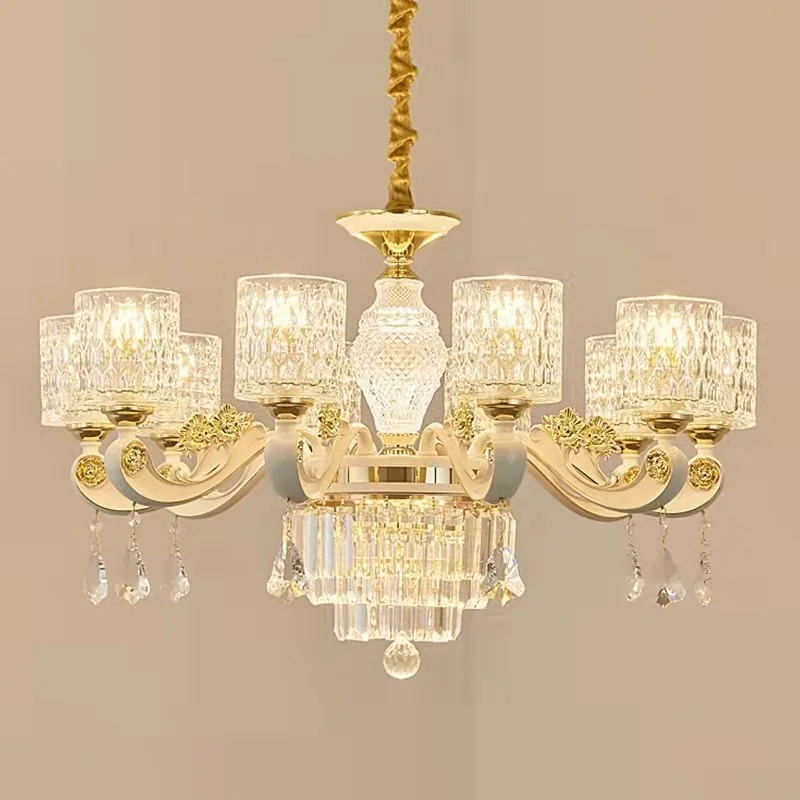 

European Chandeliers Light Luxury Living Room Lamp Simple Modern Atmosphere Crystal Bedroom Light Restaurant Villa High-end Lamp