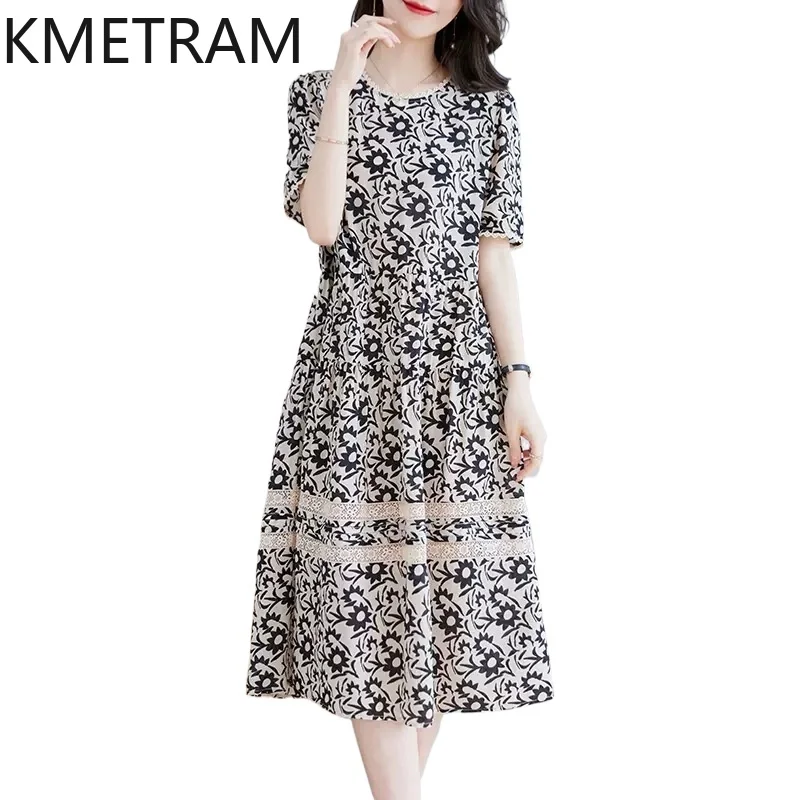 

KMETRAM 100% Mulberry Silk Dresses 2024 Women Summer Dress New in Luxury Elegant Party Long Dresses Womans Clothing 여성여름원피스