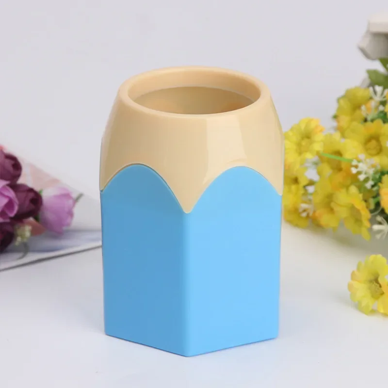 Creative Pen Vase Pencil Pot Makeup Brush Holder Stationery Desk Tidy Plastic Desk Organizer Container School Office Supplies