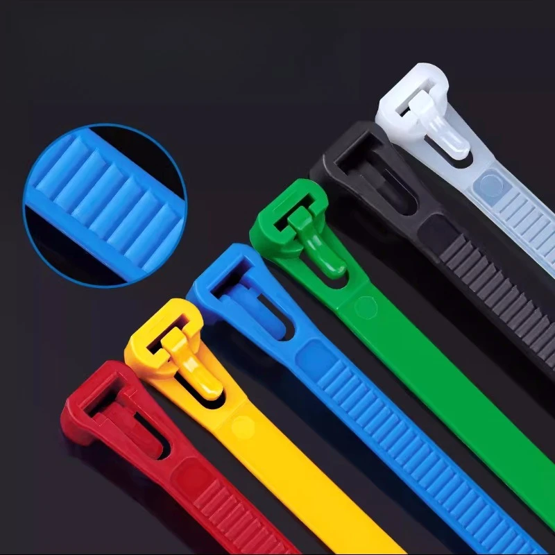 Reusable Cable Ties 100PCS Removable Recyclable Nylon Zip Ties Adjustable Releasable Wire Straps Mix Colors for Cord Management