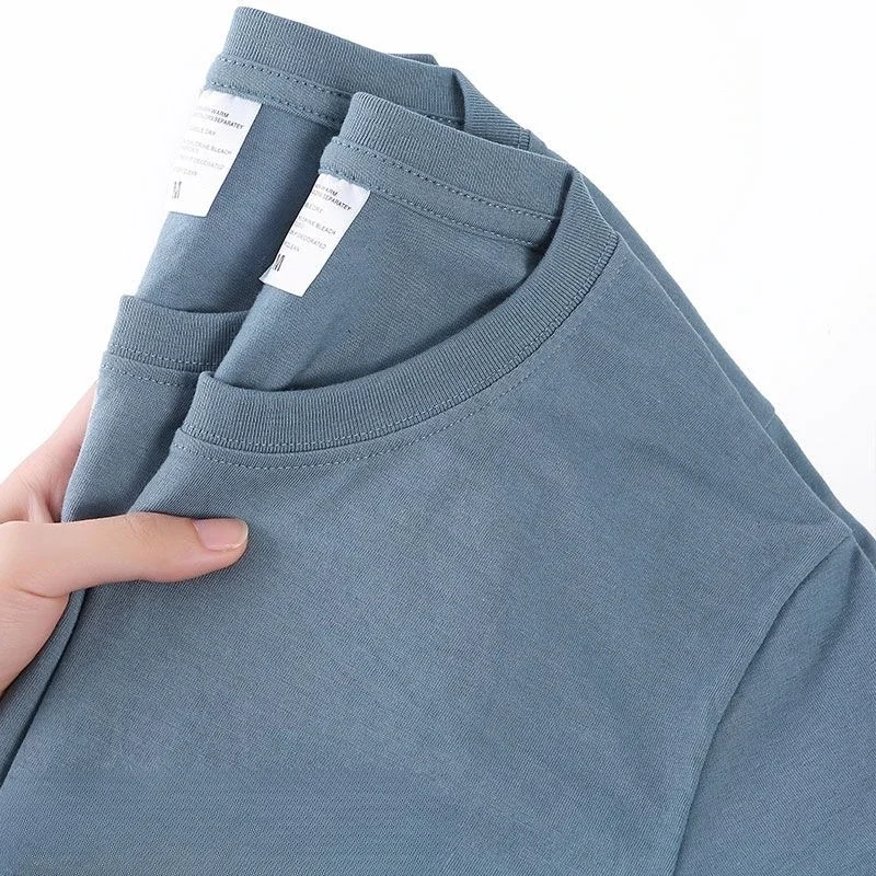 100% Cotton Solid T-Shirts Men's Women's Short Sleeve White Tees Casual Breathable Loose Round Neck T-shirt Couple Tops image 3