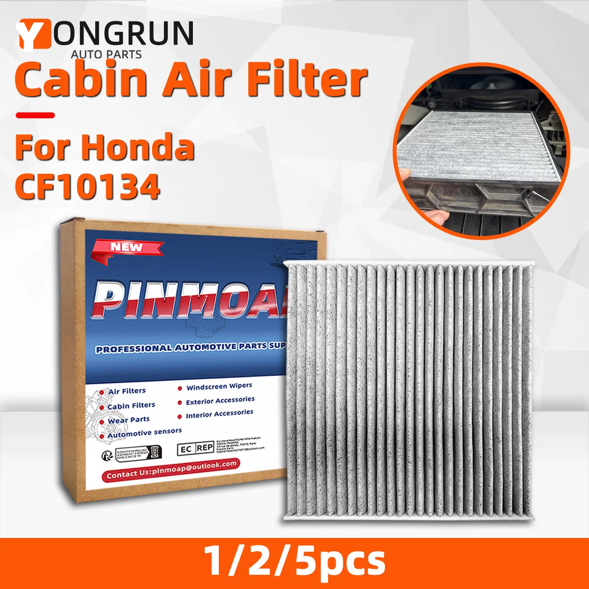 Filtro de Ar Condicionado YONGRUN Fresh Breeze para Compartimento de Passageiros Automotivo com CF10134 para Veículos Honda Purolator C35519 80292-SDA-407 BOSCH