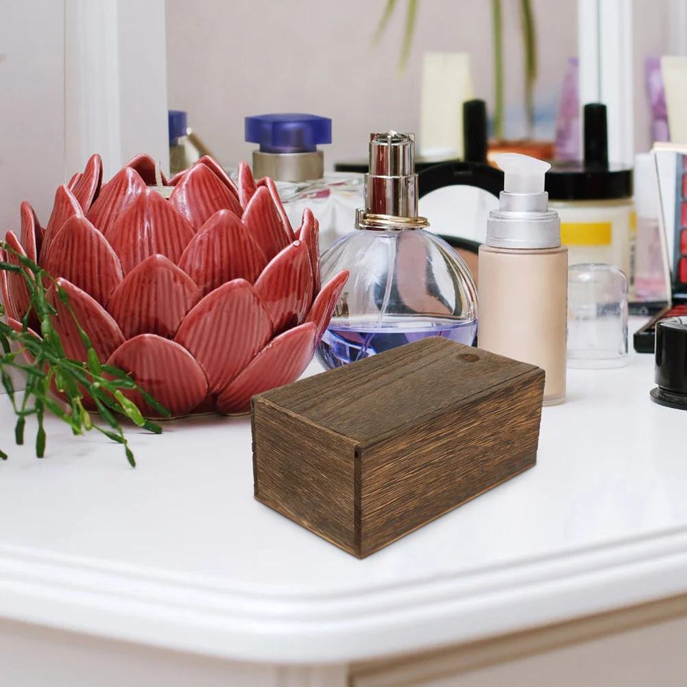 2개입 나무 보석함 슬라이딩 뚜껑 다기능 소품 보관함 반지 펜던트 발찌 테이블 장식용