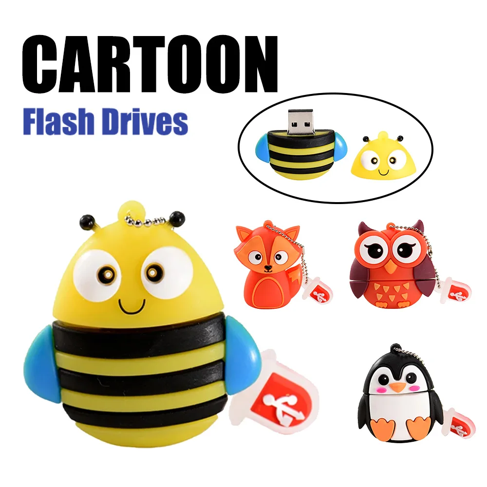 

Cute Cartoon Animal Penguin Cat Owl Lion Pendrive USB 2.0 USB Flash Drive 64GB 8GB 16GB 32GB Memory Stick Dinosaur Pen Drive