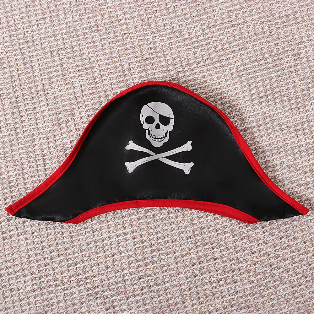 Kinder-Piraten-Kostüm-Set, 5-teilig, schwarz-weiß gestreiftes Oberteil + Hose + Hut + Augenklappe + rotes Bandana, Halloween-Bösewicht-Räuber-Cosplay-Outfit für Jungen – Detail 5