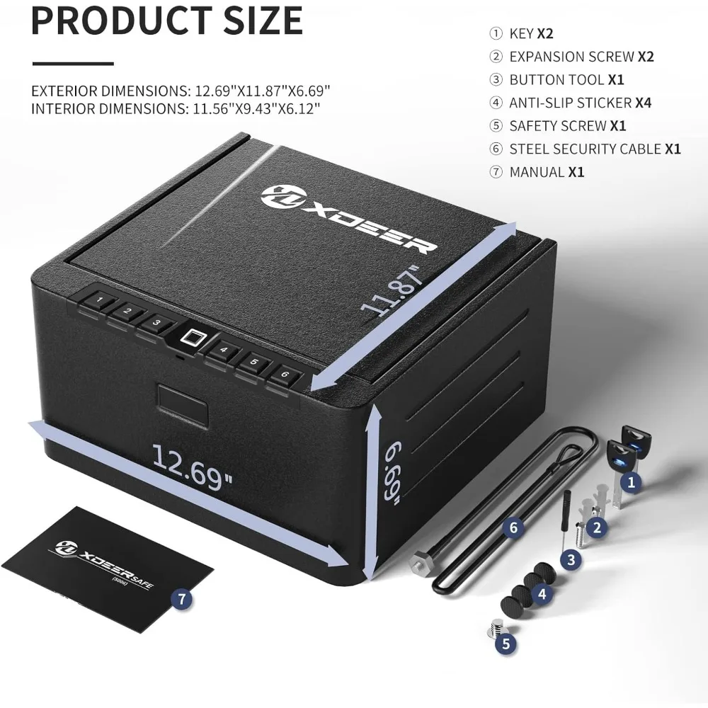 Gun Safe, Biometric Quick Access Gun Safe for Handgun, 4 Pistols High Capacity Handgun Safe with Digital Keypad, Biometric Fing