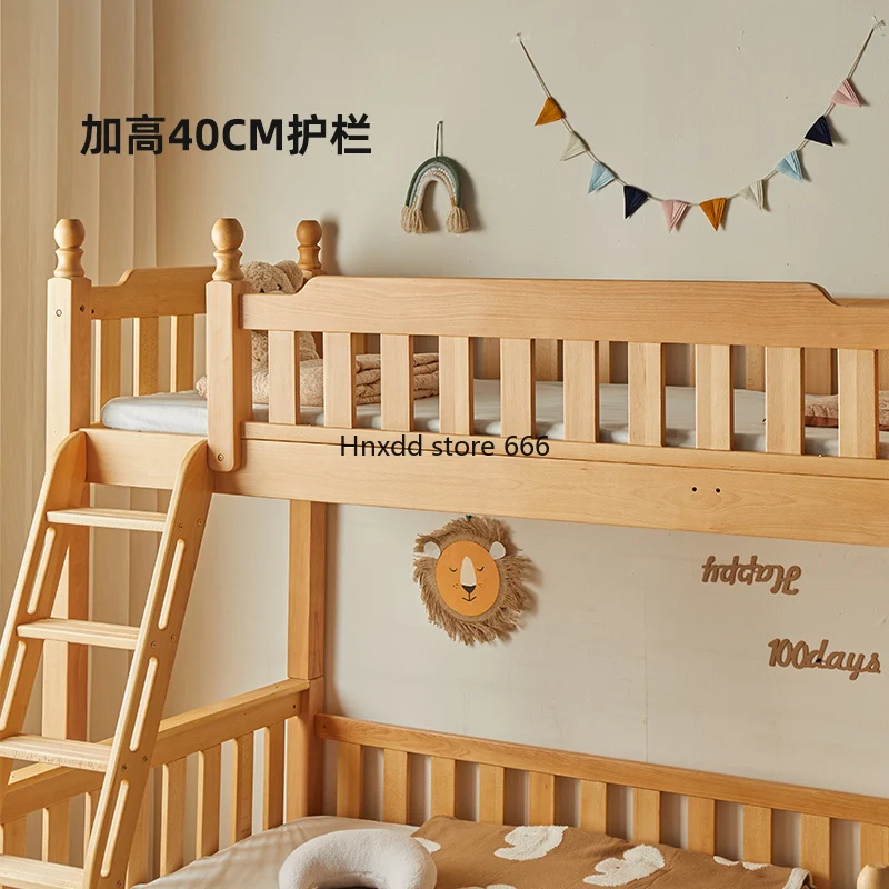 Upper and lower bunk imported beech mother and child beds