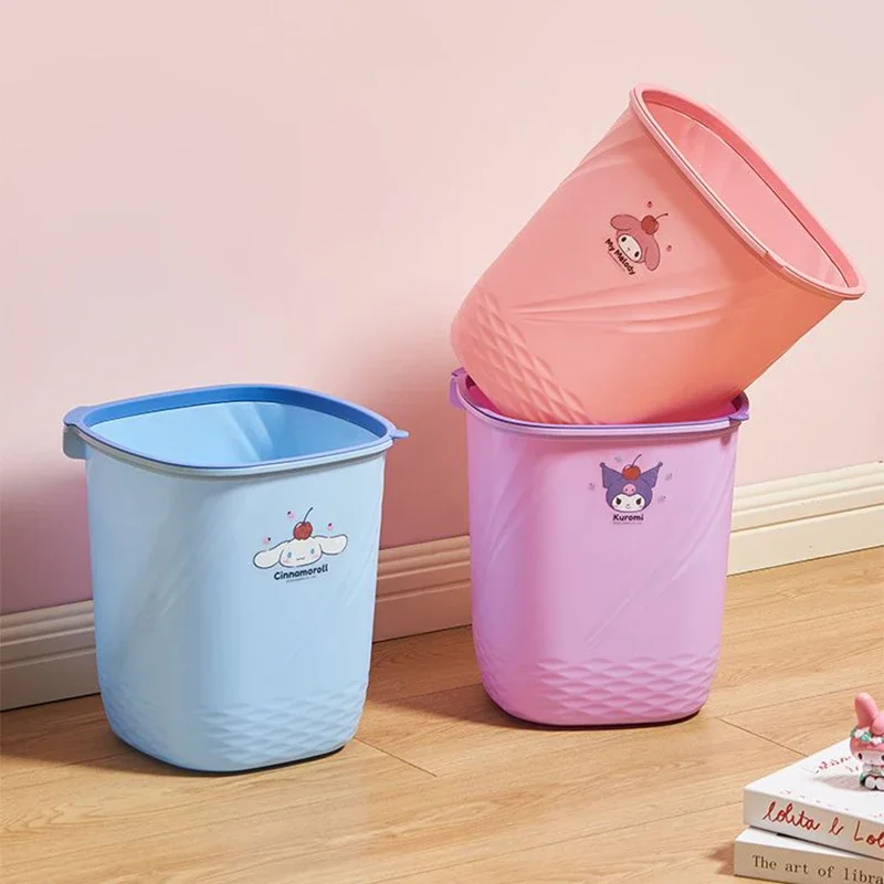 

Sanrio Kawaii My Melody Large Capacity Trash Can Kuromi Cinnamoroll Anime Cartoon Exquisite Household Kitchen Toilet Wastebasket