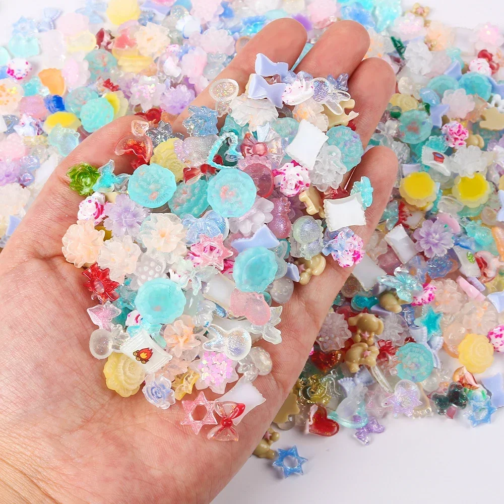 Luminous Resin Nail Rhinestones DIY Nails Patch Jewelry Making Materials Bows Flowers Stars Multishape Nails Patch Accessories