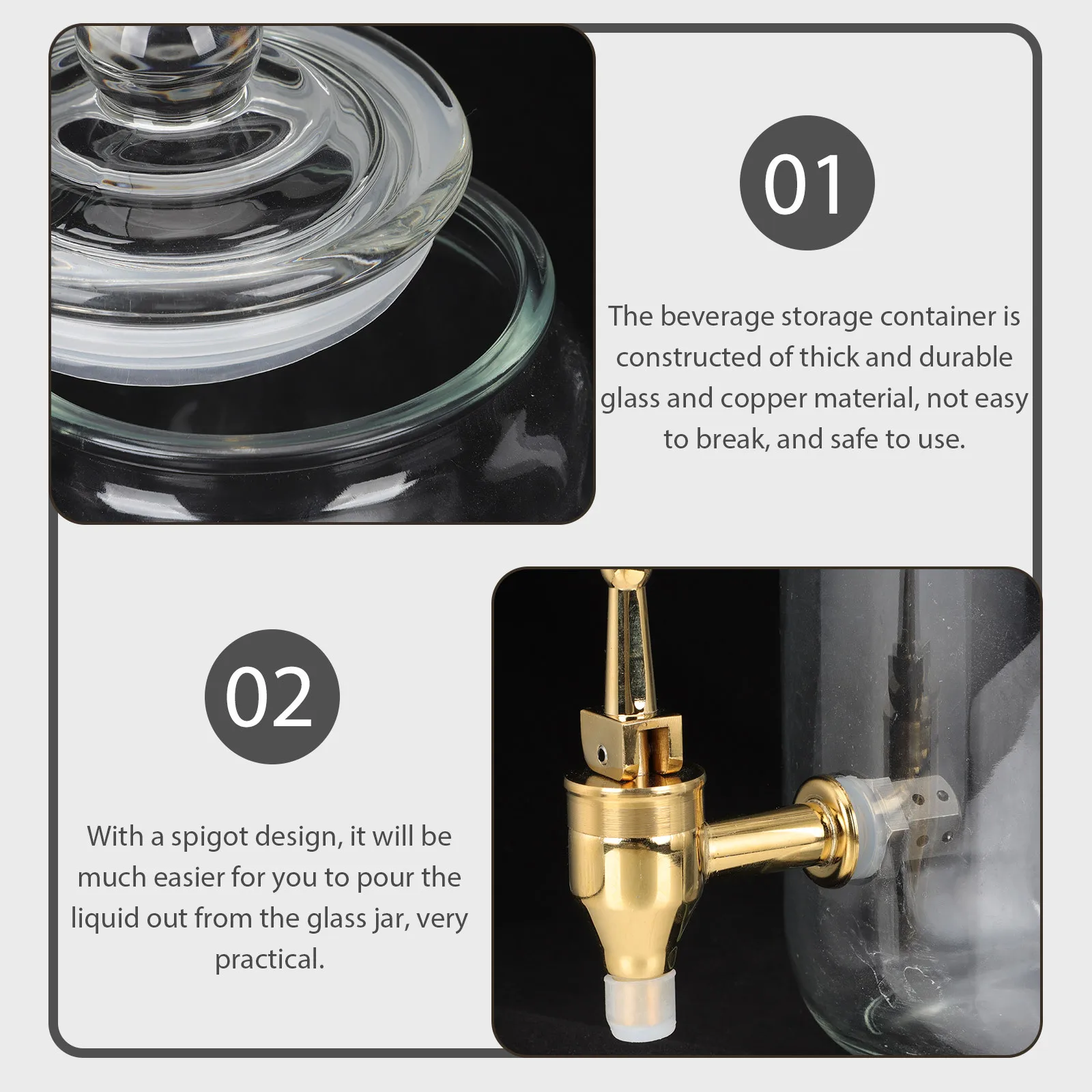 

Glass Wine Jar Large Pickle Jar Clear Glass Container Sealed Lid Beverage Storage with Spigot Beverage Storage Container