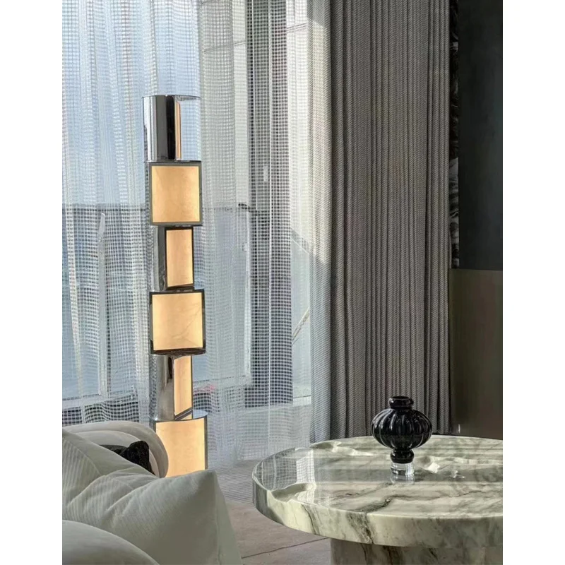 Italian Light Luxury Lucite Iron Floor Lamp Living Room Sofa Side High-end Rotating Atmosphere Decorative Vertical Floor Lamps