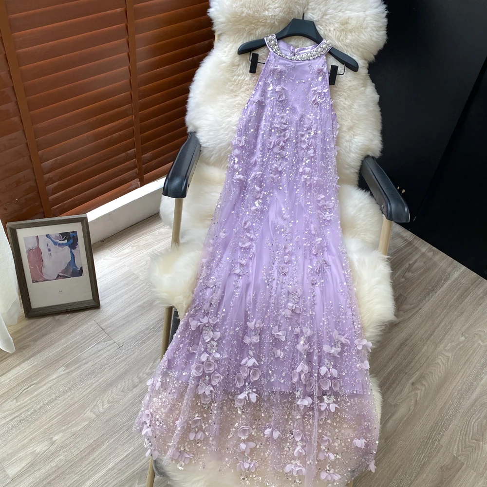 

Vintage sexy glitter rhinestone Dress Chic Summer Beach fairycore Vestidos Vacation women clothing