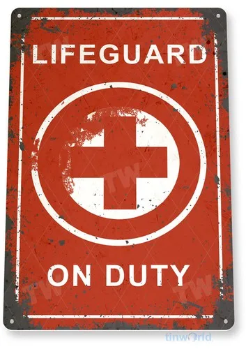 TIN SIGN Lifeguard Sign On Duty Beach Sign Rustic Pool Sign C701 --Tin Sign