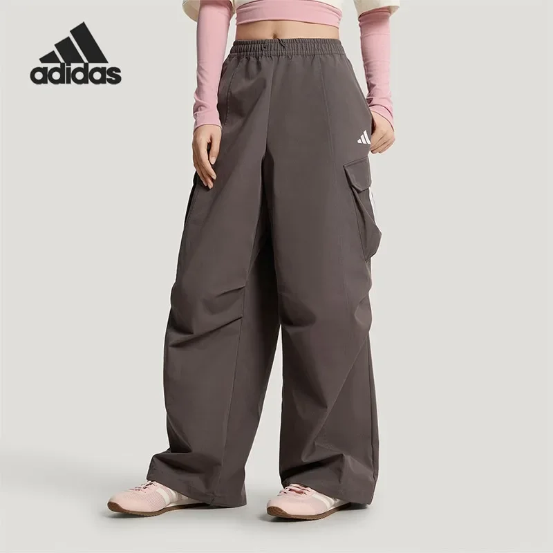 Adidas Lightweight Thin Drawstring Waist Track Cut Snap Pockets Marathon Long TrousersKW0683