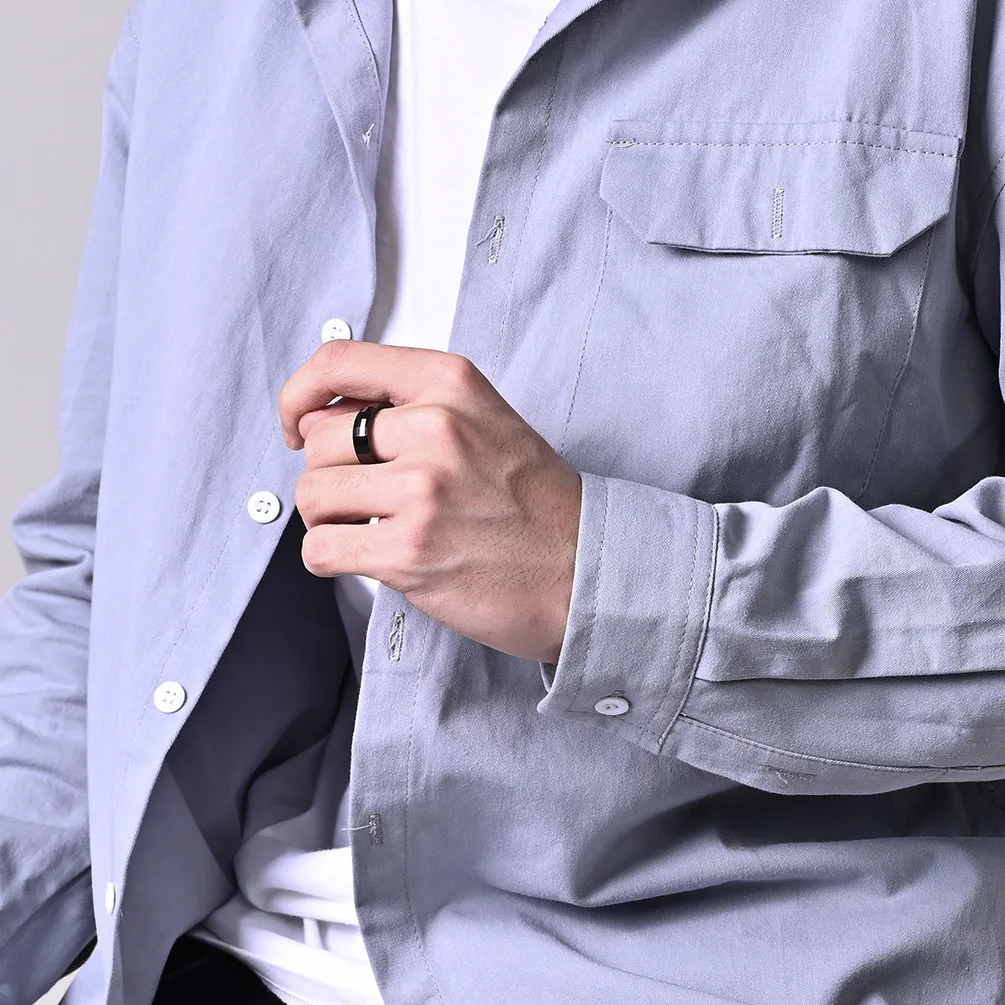 Men Women\'s Ceramic Ring Reflection Line Black Ring Jewelry Engagement Wedding Promise Band
