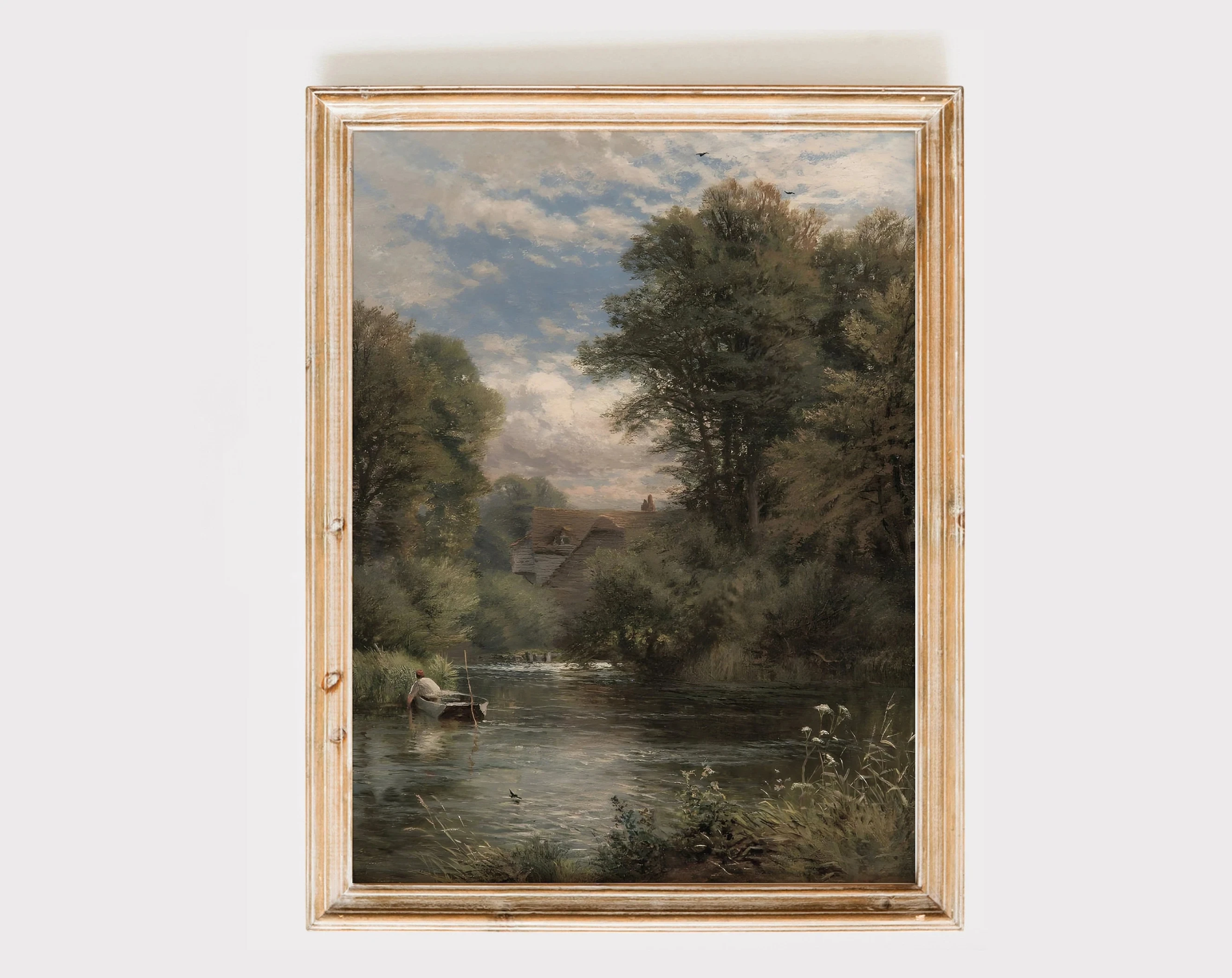 1Pc Frameless Vintage Countryside Wall Art Print Retro Rustic Spring Natural Views Diamond Painting Landscape Poster Picture H