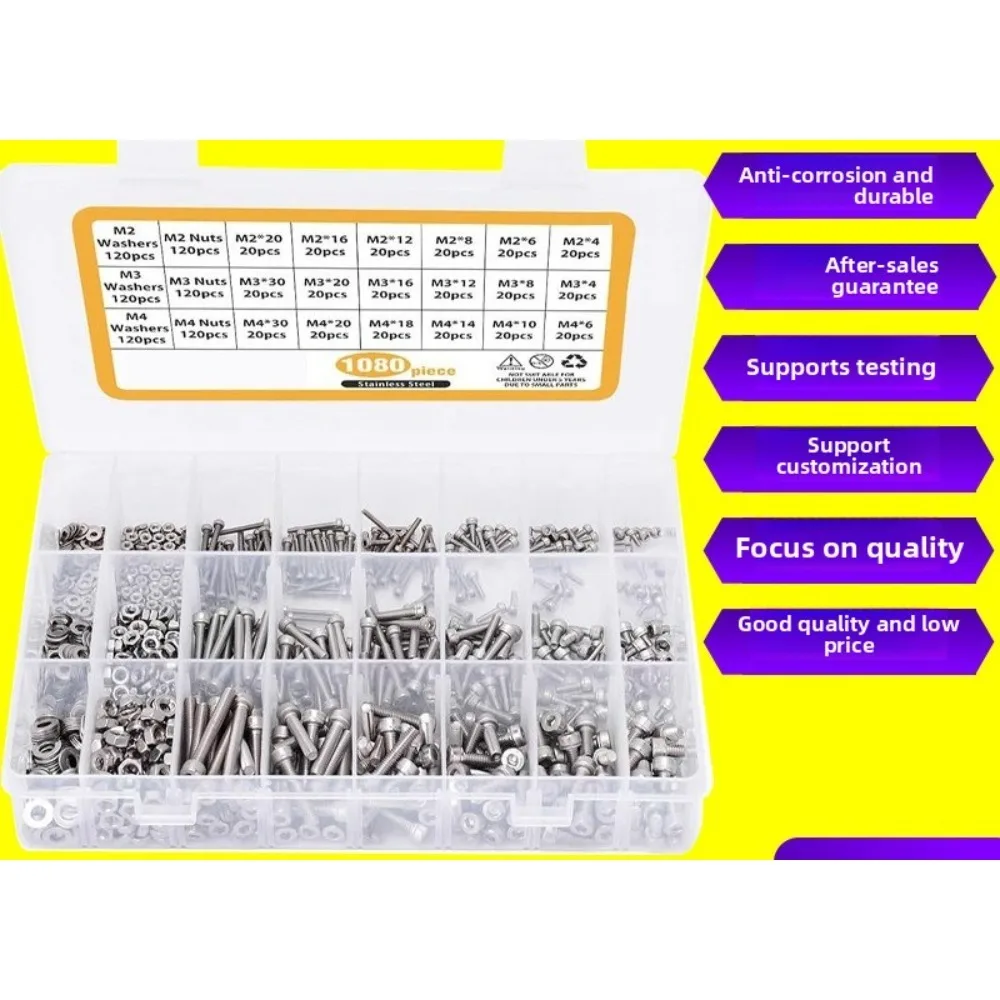 حار بيع 1080/2020 قطعة 304 الفولاذ المقاوم للصدأ المقبس غطاء رأس المسمار مجموعة | تشكيلة الترباس والجوز في الصندوق - DIY وإصلاح عبر الحدود #1