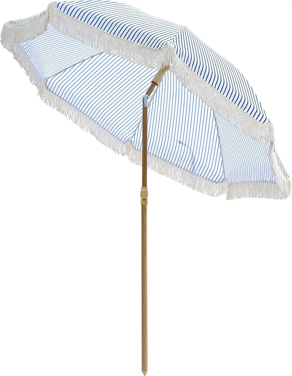 

6.5FT Boho Patio Umberlla with Fringe,UPF50+ Outdoor Umbrella with Fiberglass Ribs and Push Button