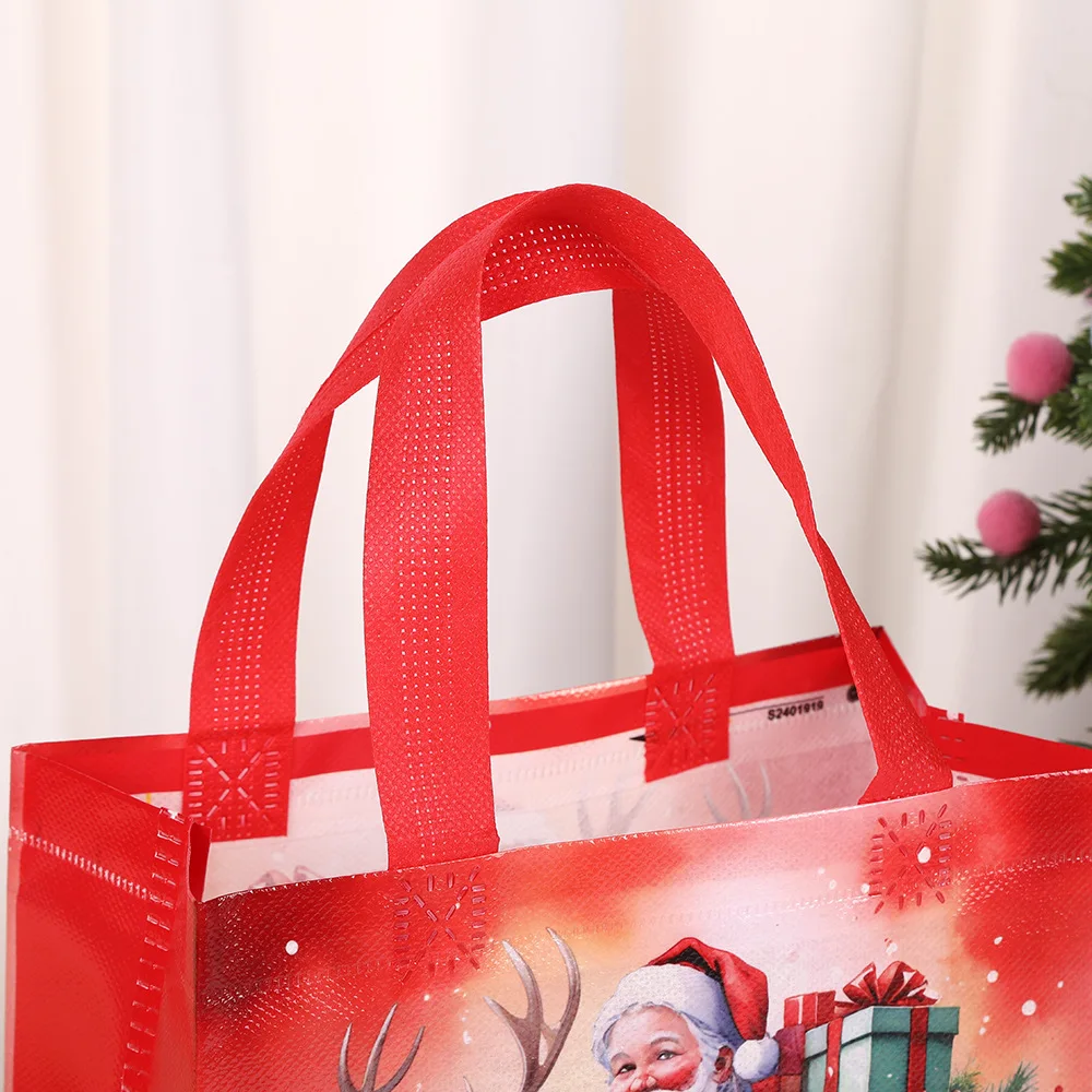 4 قطعة قابلة للطي سانتا كلوز غير المنسوجة حقيبة التعبئة والتغليف زينة عيد الميلاد الحلوى وجبات خفيفة حفلة شنطة هدايا 2026 هدية السنة الجديدة