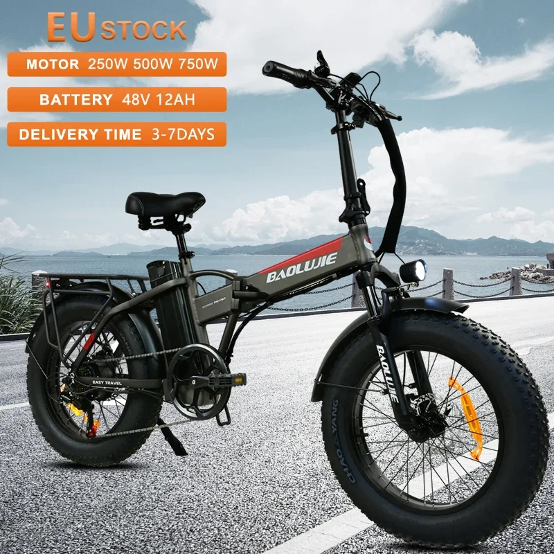 

Folding Electric Bicycle 250W 500W 750W 48V12Ah Battery 20*4.0inch Fat Tire Electric Bike 7-Speed Mountain Snow Ebike EU Stock