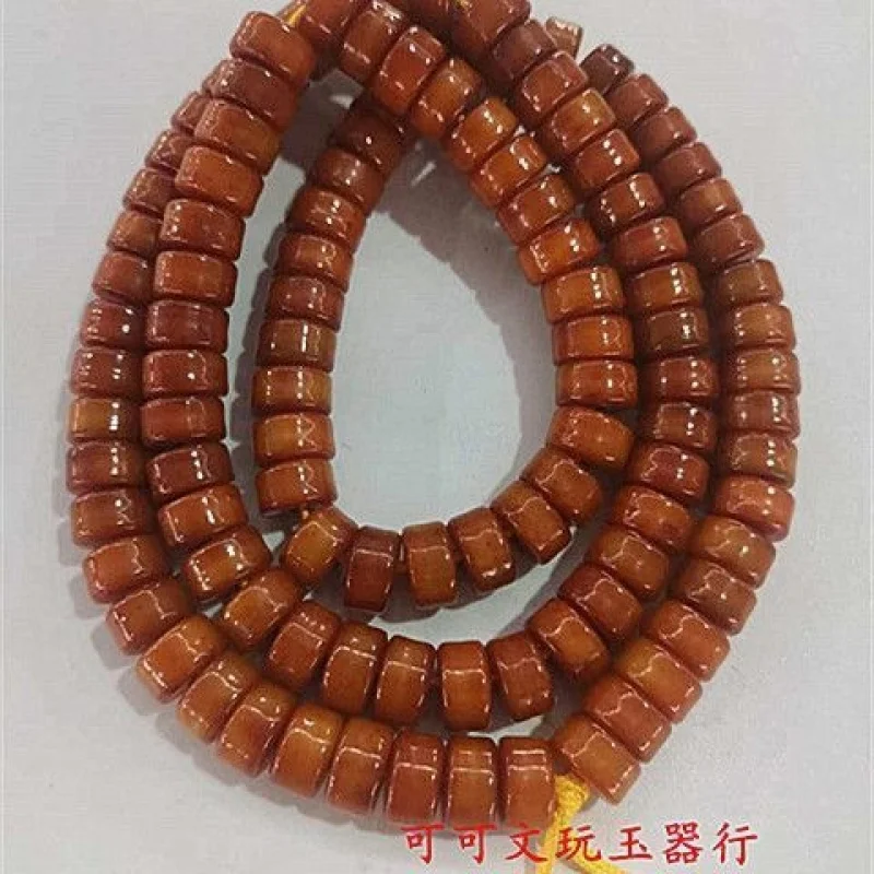 Tibetan-Style Buddhist Prayer Necklace, 108 Beads, Hand-Held Yak Bone Chain