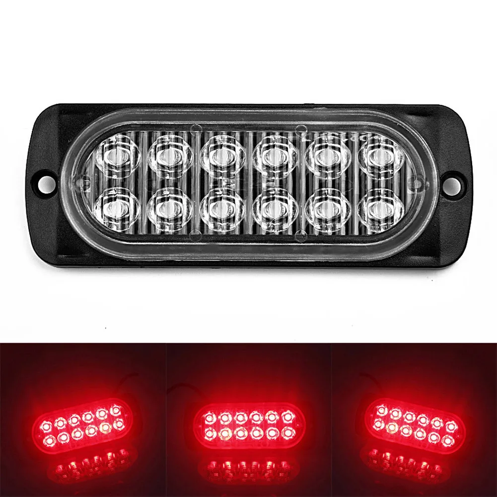 12LED オフロード車フォグレッドライトランプトレーラートラック安全緊急作業フォグレッドライトランプ DC 12V 〜 24V 36 ワット LED 緊急ライト