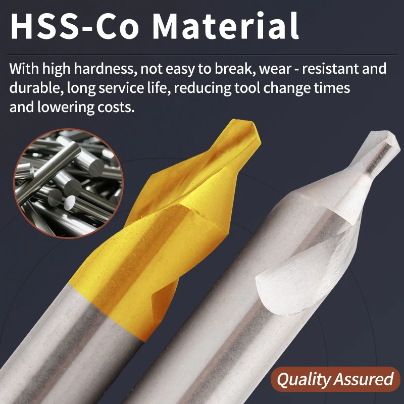 

HSS-Co 90-градусное полношлифовое центральное сверло Комбинированные центральные сверла Сенковки Угловое сверло по металлу для станка с ЧПУ