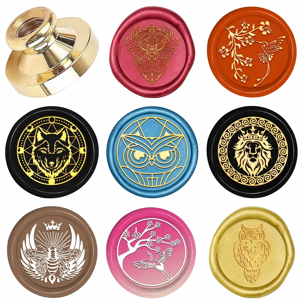 Creative Animals Series Wax Seal Stamps 25 mm Removable Brass Heads Wolf Lion Pattern for Decorating Wedding Parties,Invitations