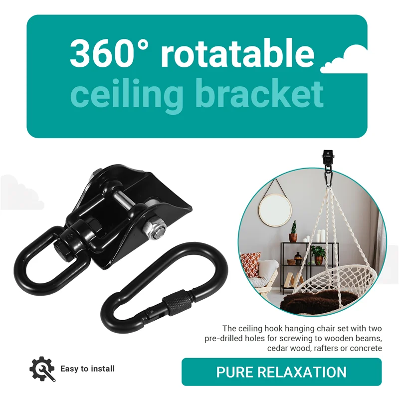 

Ceiling Hook Hanging Chair 360° Rotate Swing Hanger 450KG Swing Suspension Hook For Punching Bag,Hammock,Yoga,Etcabht