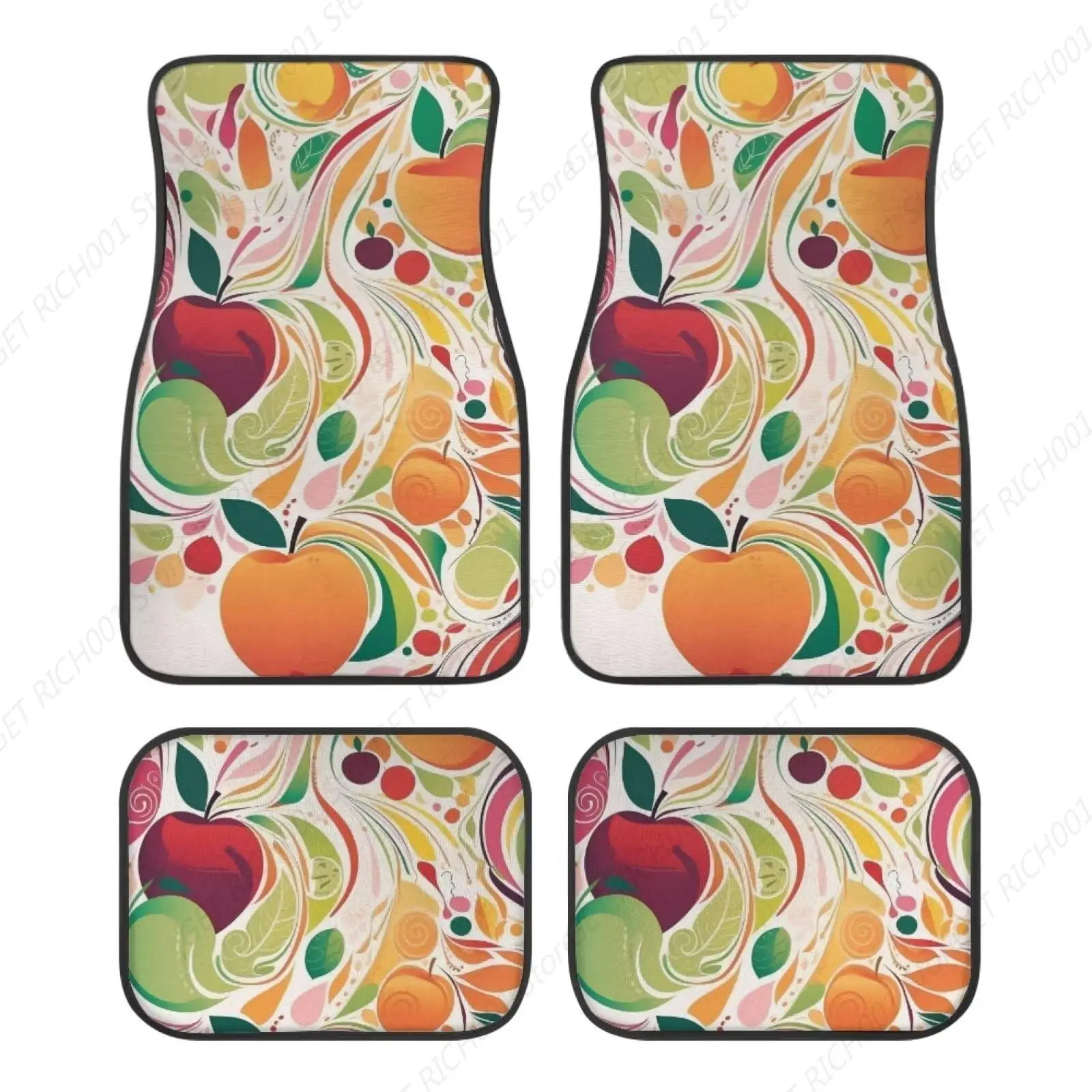 Red Apple Car Floor Mats Yellow Leaves 4pc Auto Floor Mats Front And Rear Car Mat Carpet Set Universal Fit Most Cars Automotive