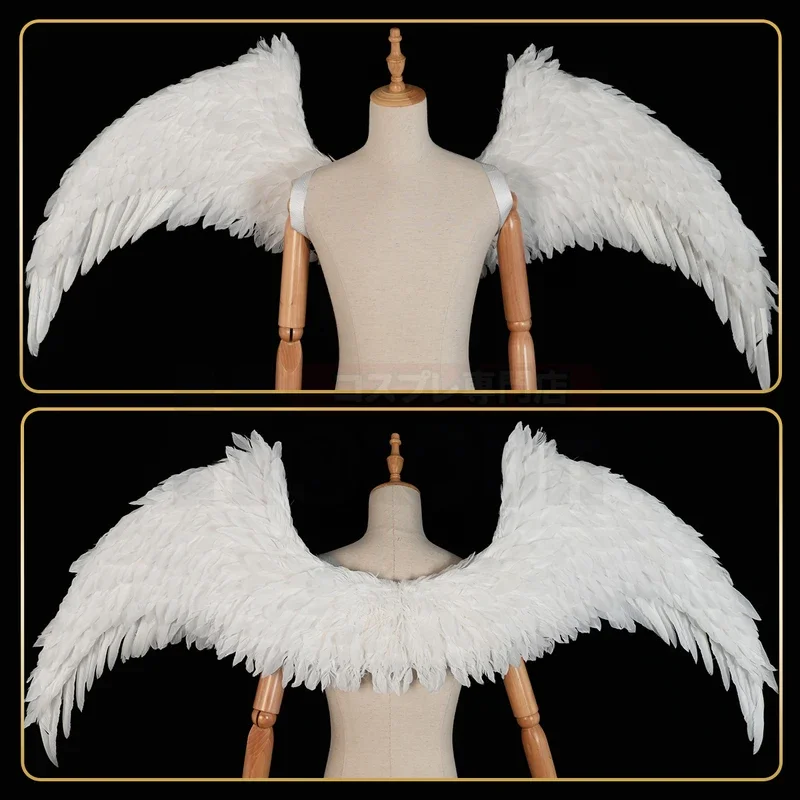 HOLOUN Blue Lock Anime Nagi Bachira Reo Cosplay 1PC White Angel Wings Goose Feather 150*60CM Velcro Puella Magi Madoka Magica